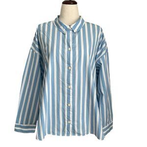 NWT Old Navy Long Sleeve Oversized Cropped Striped Boyfriend Shirt Women’s 3X